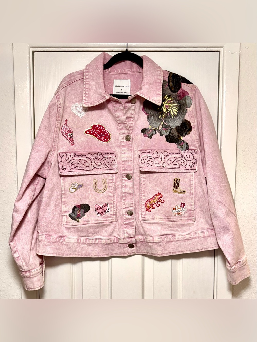 Celebrity Pink Light Pink Upcycled Cowgirl Denim Jacket
